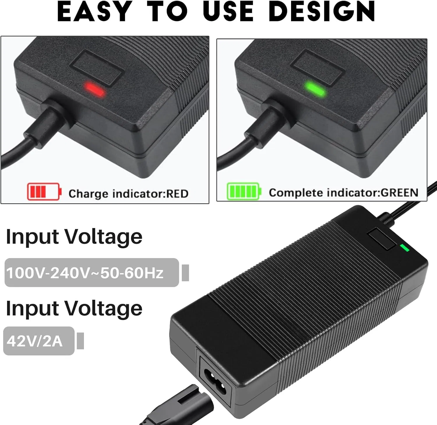 Зарядное устройство 42V 2A с 5 разъемами для Li-ion аккумуляторов