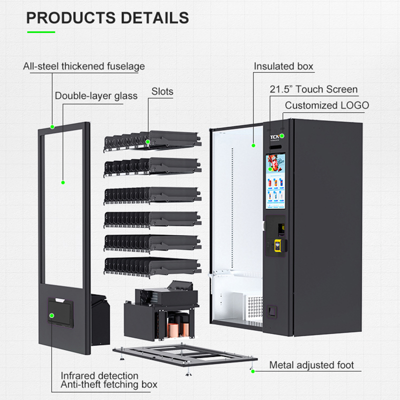 Tcn-Csc-10c (V22) Popular Automatic Snack Drink Vending Machine with 22 Inch Screen