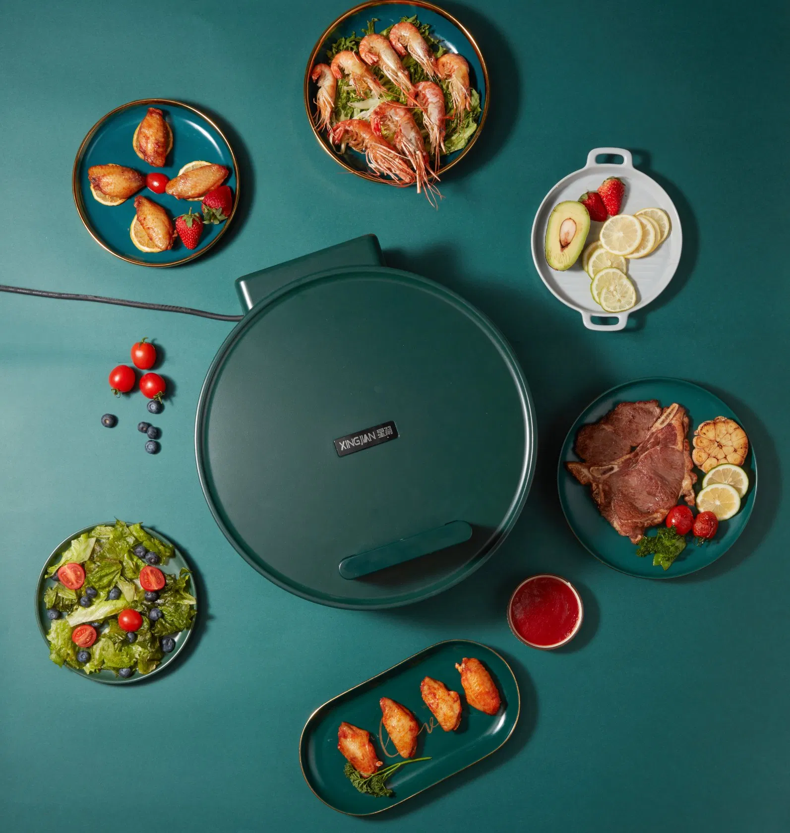 Dishwasher Safe Removable Nonstick Cooking Plate Electric Griddle 40cm