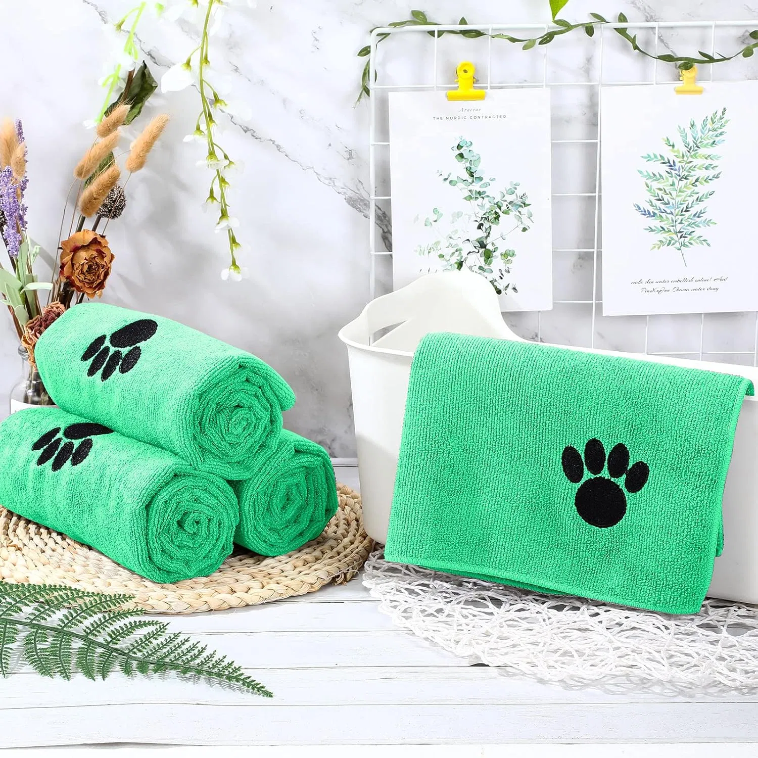 Customized Large Soft Super Absorbent Microfiber Grooming Quick Drying Pet Dog Towel Bath