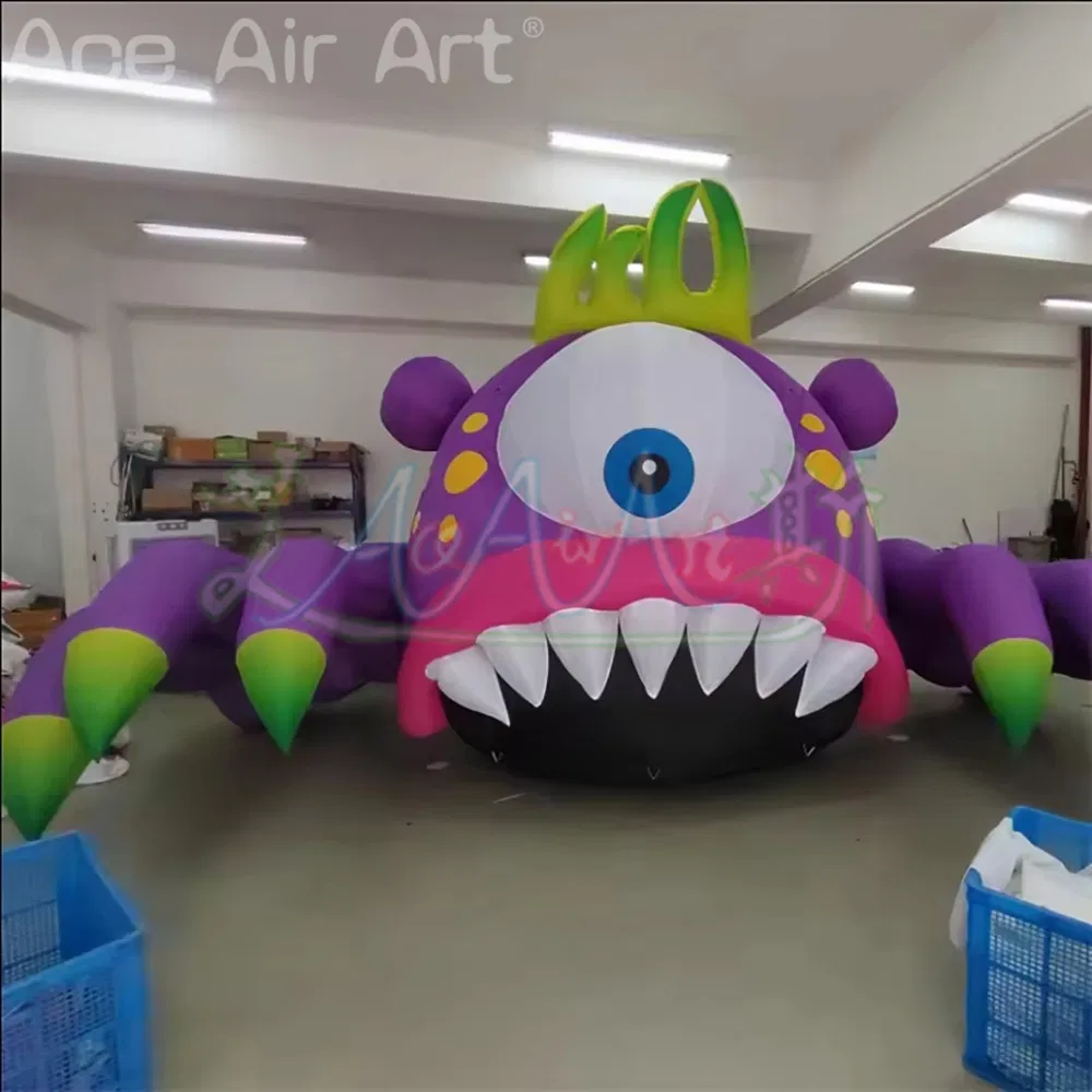 8ml Giant Inflatable Cartoon Single-Eye Monster Balloon with Sharp Tooth Building Decor Event Halloween City Nightclub Advertising Props