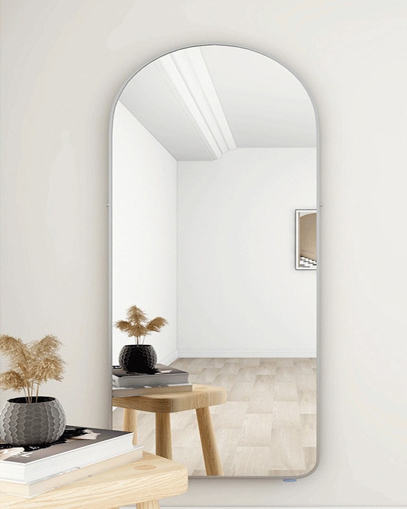 Premium Aluminum Frame Arched Full-Length Mirror with Backboard Modern Floor Standing Dressing Mirror for Home Decor