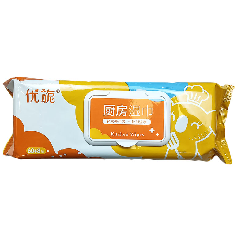 Non-Woven Kitchen Cleaning 68PCS Kitchen Oil Remover Wet Wipes