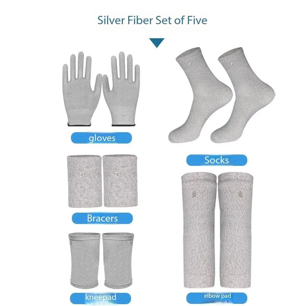 Tens EMS Electric Foot Massage Therapy Sock Cable Electrode Pads Conductive Silver Fiber Socks for Digital Massager Muscle Relax
