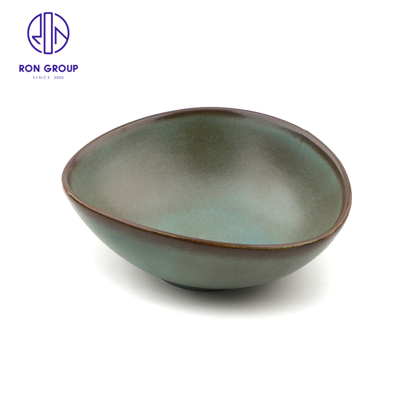 Commercial Ceramic Porcelain Tableware 5/6.5 Inch Irregular Salad Dessert Food Service Bowl for Restaurant Hotel Dinnerware