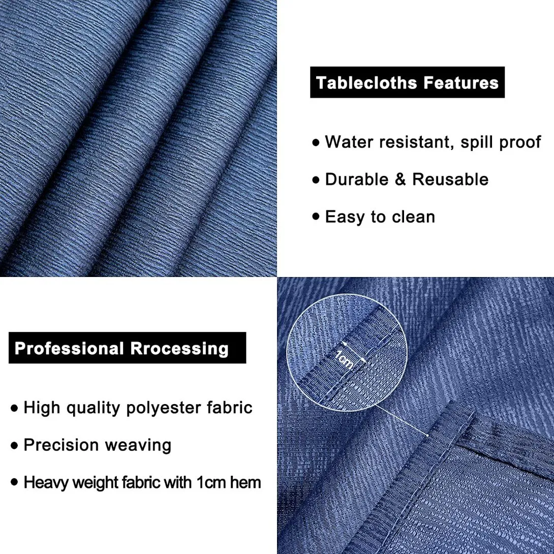 Rectangle Tablecloth Jacquard Bark Crepe Pattern Water Resistantpolyester Table Cloth