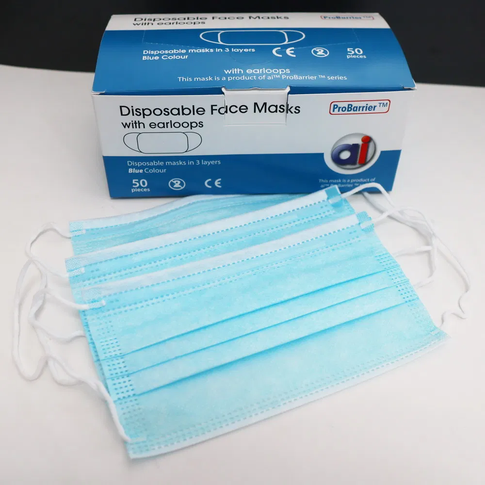 Disposable 3 Layer Non-Woven Masks with Earloops