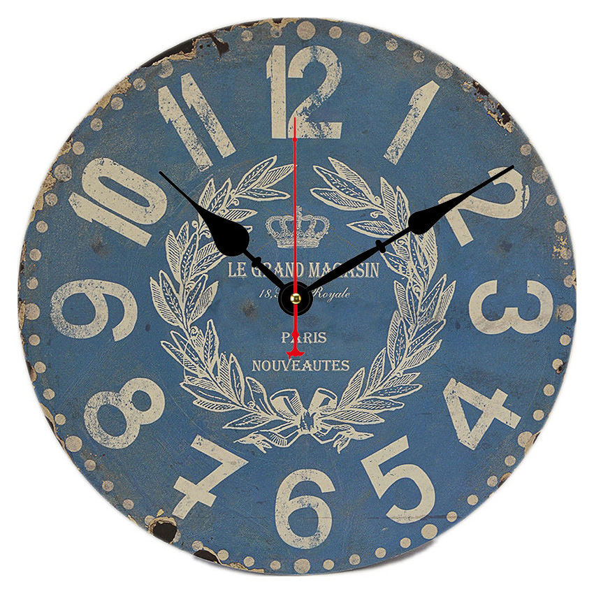 Dia 30/34/40/60cm MDF Large Promotional Gift Wood Wall Clock Silent Quartz Battery Operated Digital Alarm Clock for Kitchen/Living /Bed Room-Hlc29325