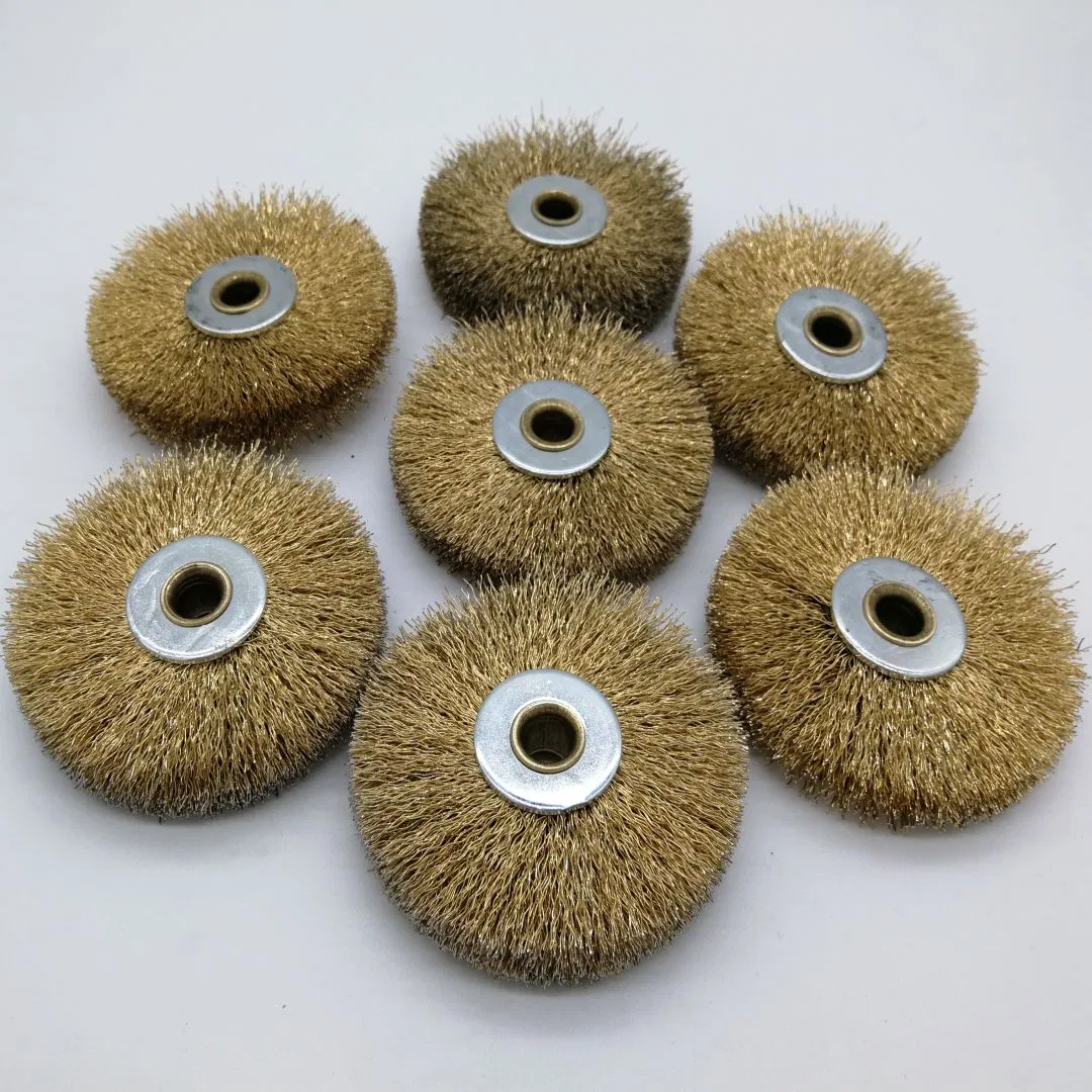 Crimped Brass Coated Wire Wheel Brush Price for Rust Removal Polishing Wheels
