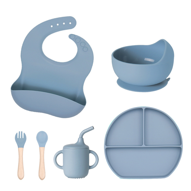 Silicone Manufacturer Wholesale Silicone Free 100% Food Grade Silicone Elephant Divided Baby Feeding Sets Non-Slip Fork and Spoon Baby Factory Price
