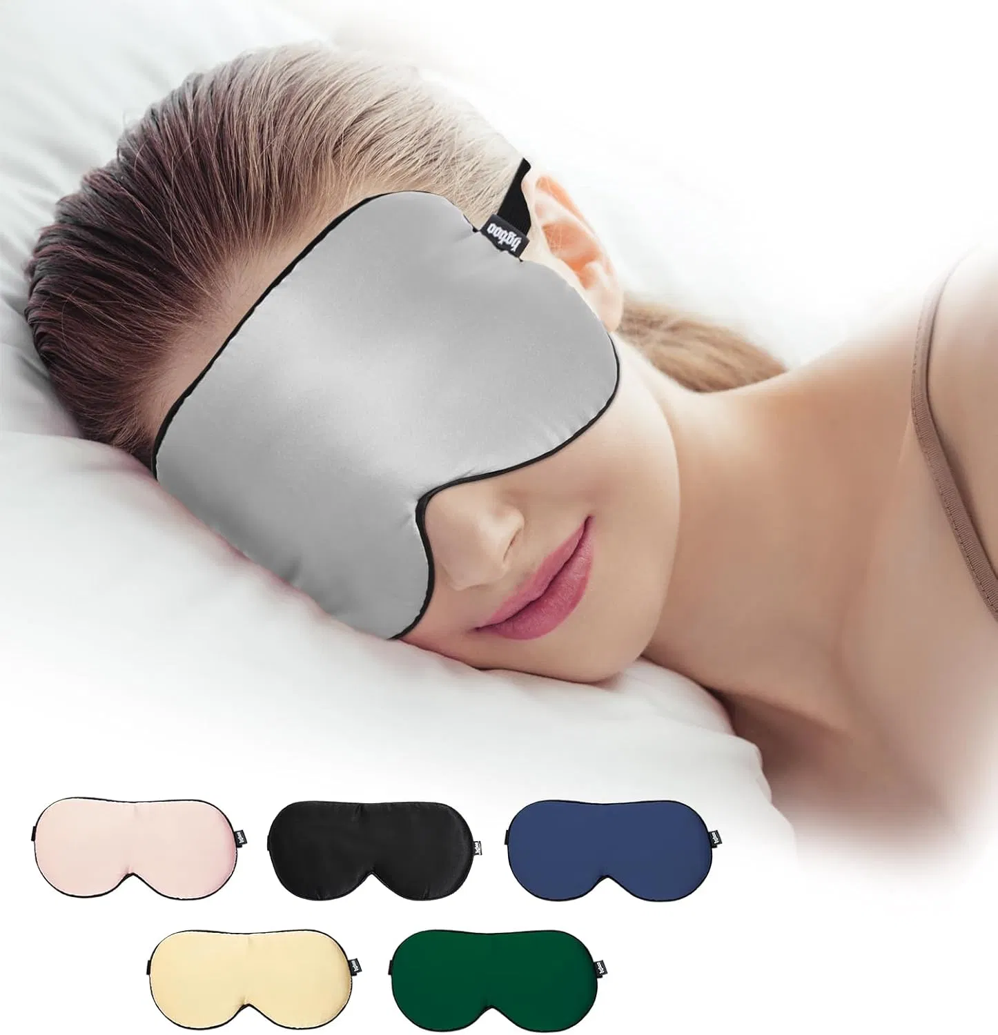 Double-Sided Softness Sleep Eye Mask Silk Eye Mask with Adjuestable Strap