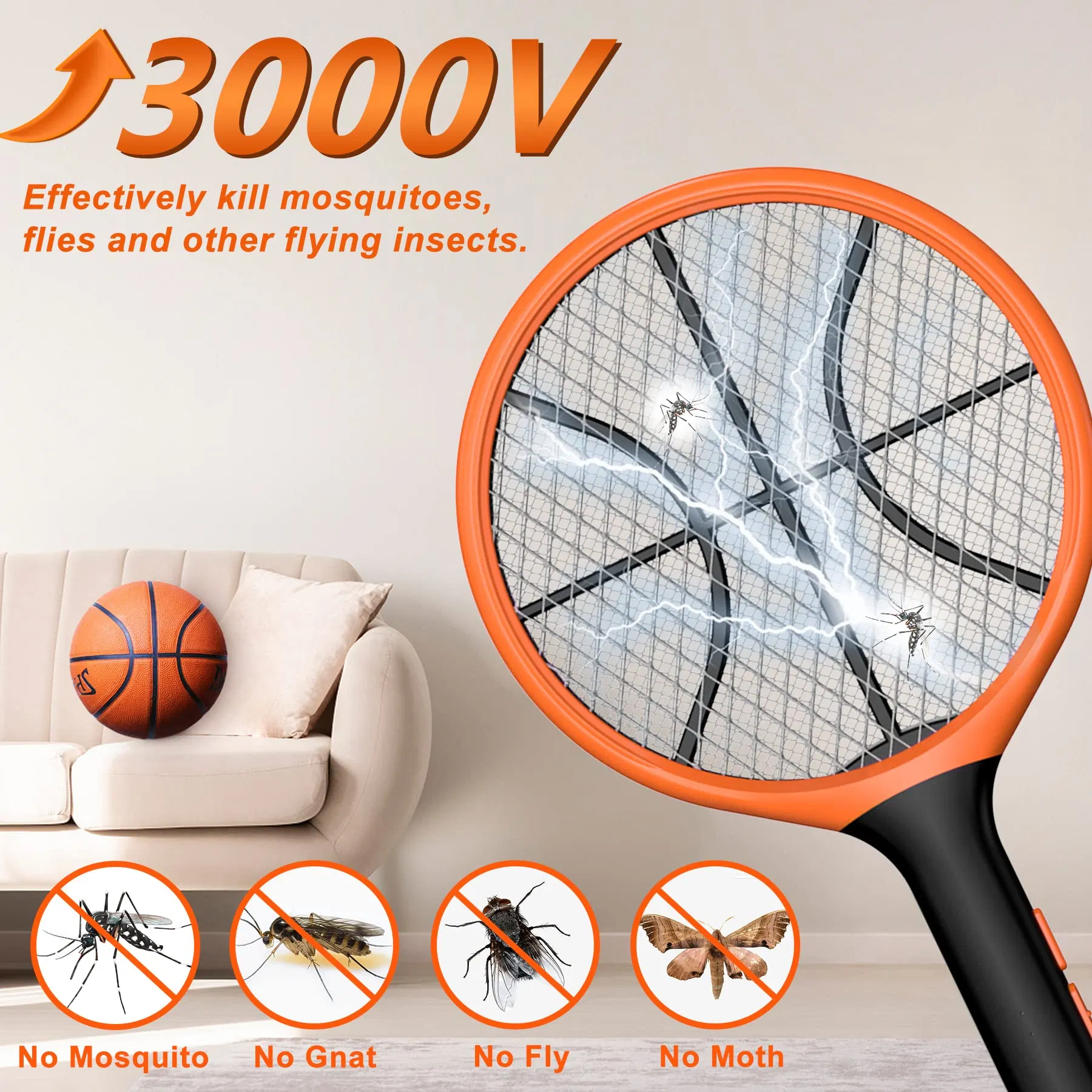 Wholesale ODM Rechargeable Fly Swatter Hanging Ring Large Size Electric Mosquito Killer