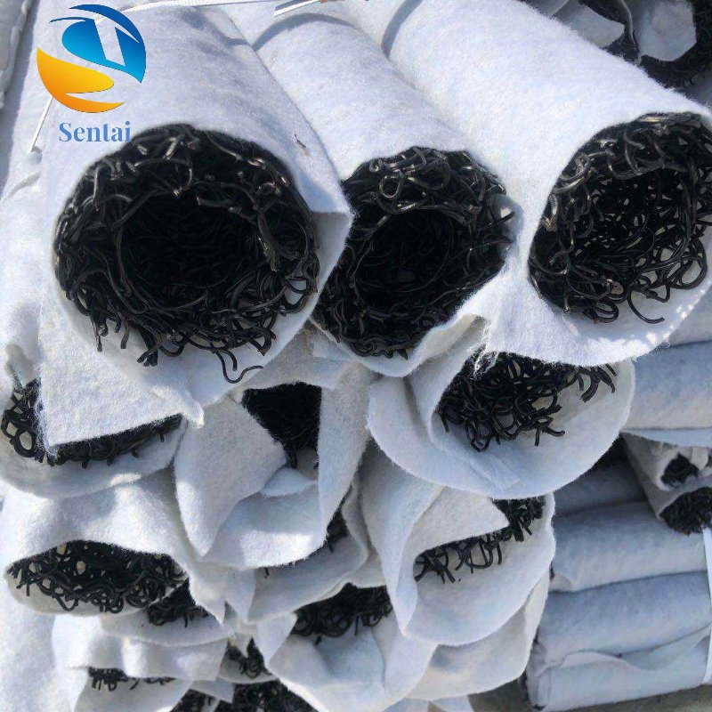Blind Ditch Pipe Manufacturer, Embankment Retaining Wall, Fiber Shaped Blind Pipe Wrapped with Non-Woven Fabric Plastic Blind Ditch
