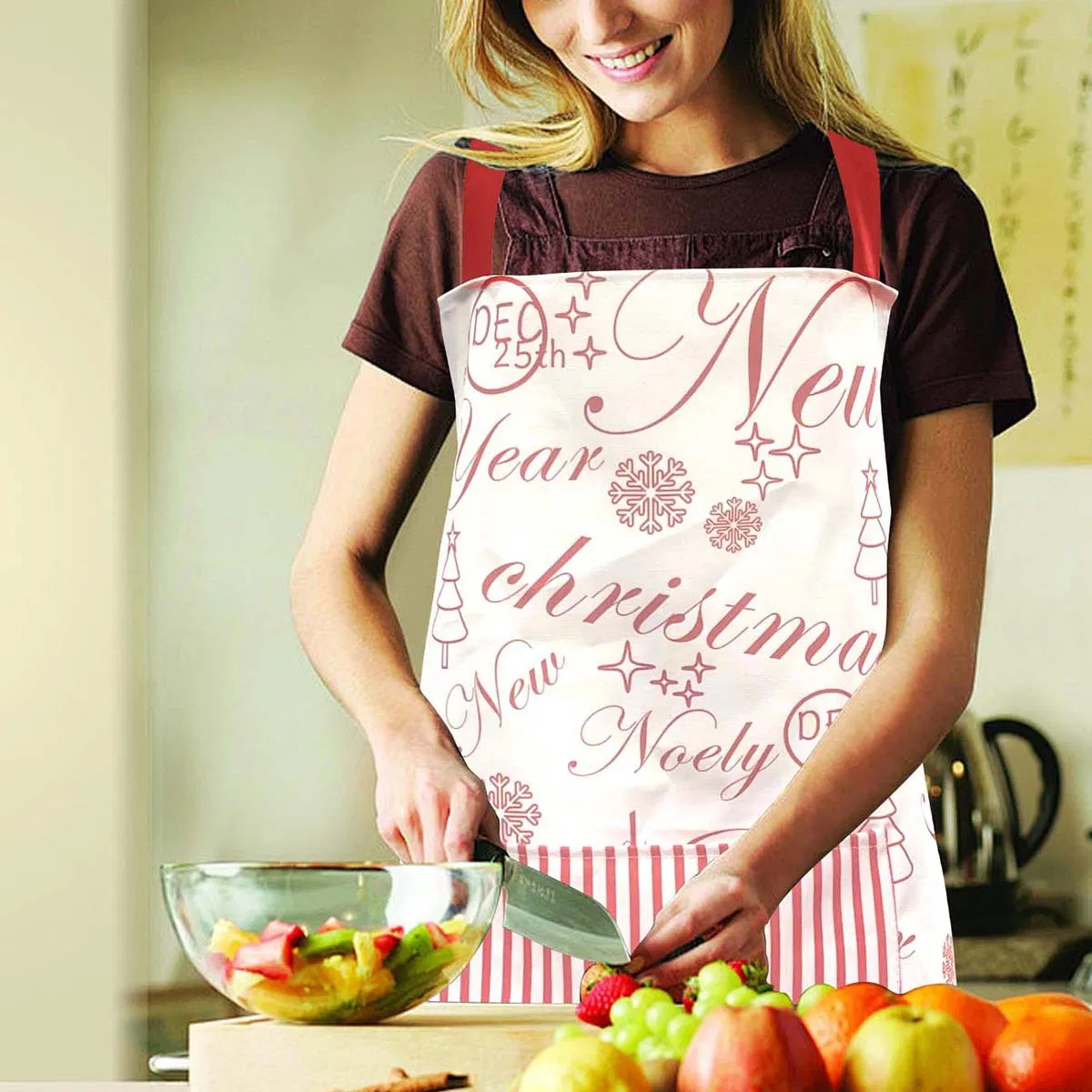 Anti-Stain and Oil-Proof Christmas Printed Thickened Waterproof Waist Skirt Apron Waist