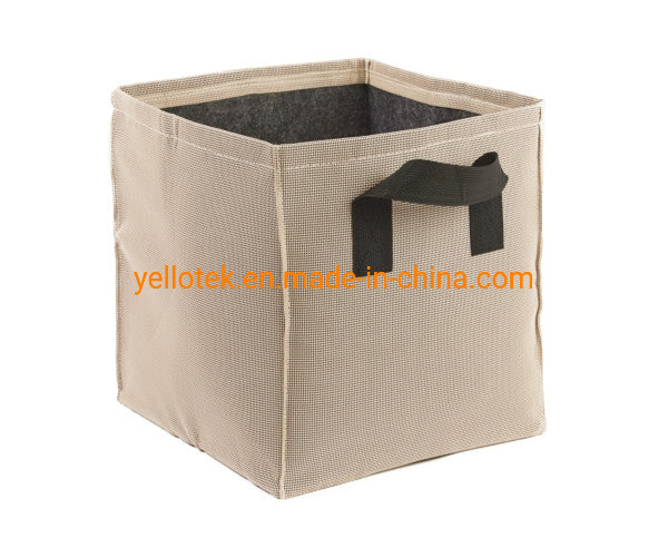 Square Colorful Tear Resistant Double Layer Canvas Fabric Pot with Handle for Urban Farmer Plant