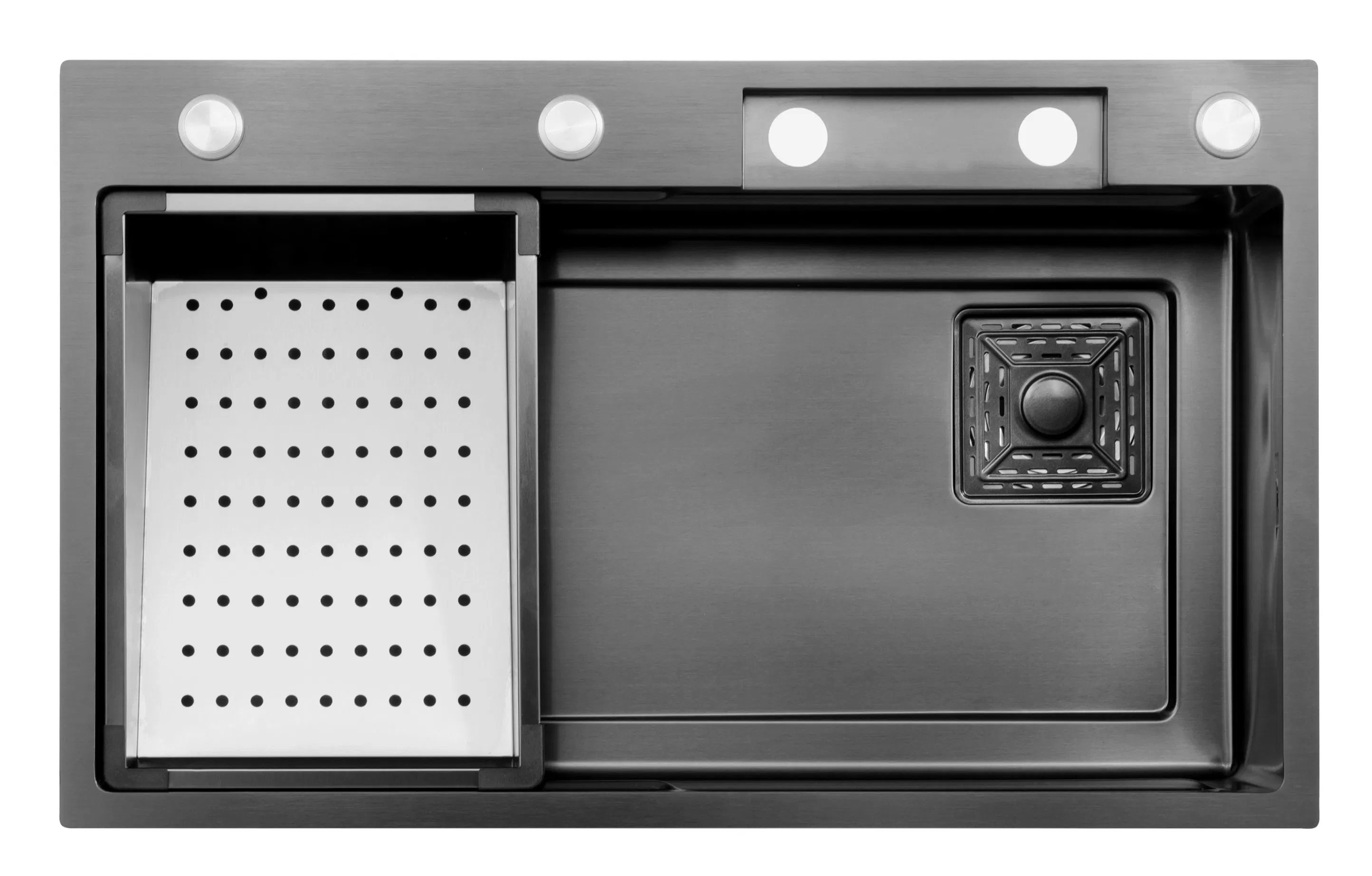 Black Smart Stainless Steel Kitchen Sink with Complete Accessory Set for Modern Homes