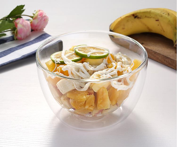 Anti-Scald Double Wall Glass Bowl for Fresh Salads