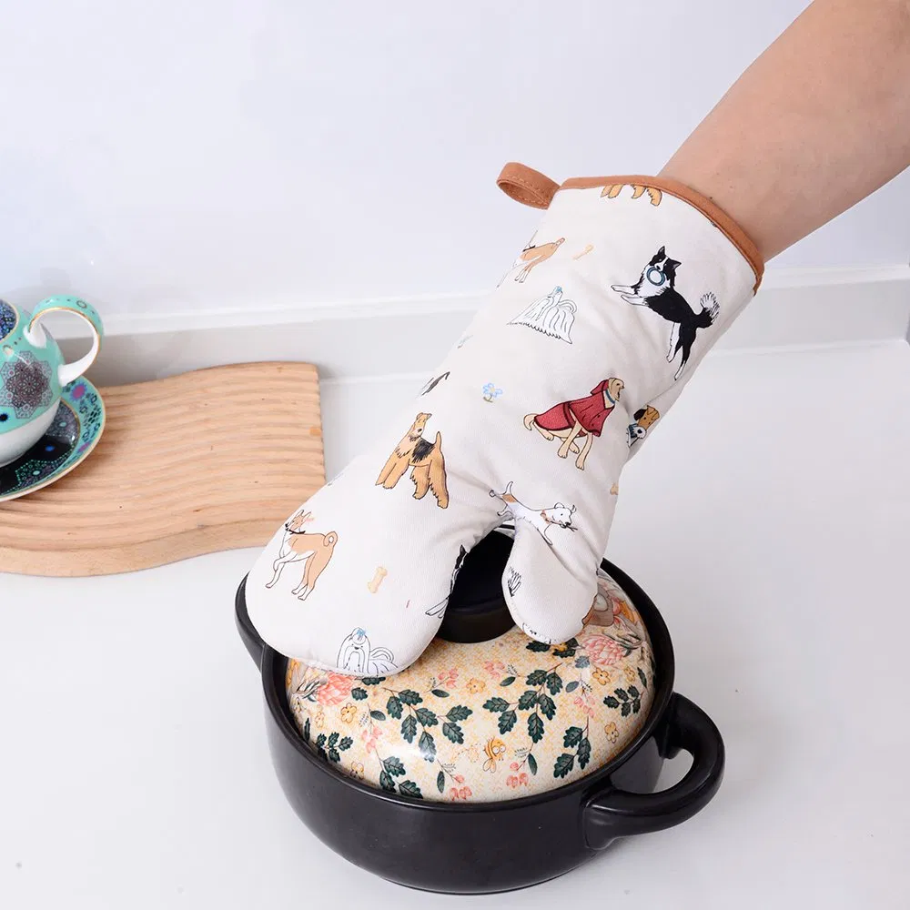 Factory Non-Slip Heat Resistant Jacquard Cotton Hemp Oven Mitt