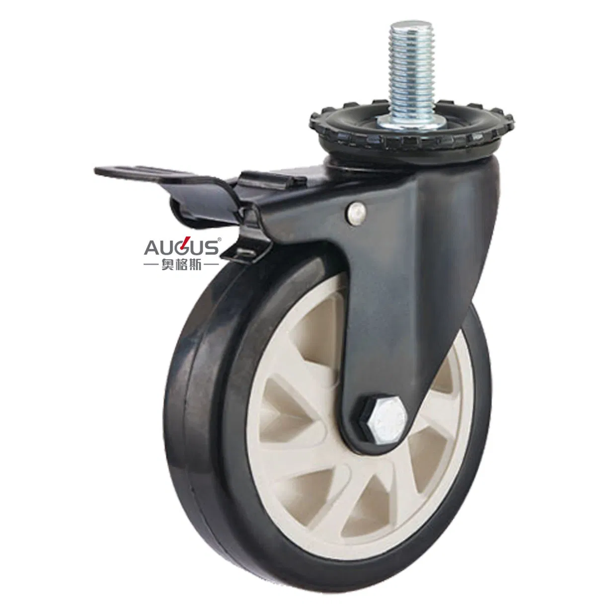 100-150mm Black PU Wheel Screw Trolley Medium Heavy Duty Caster Wheel