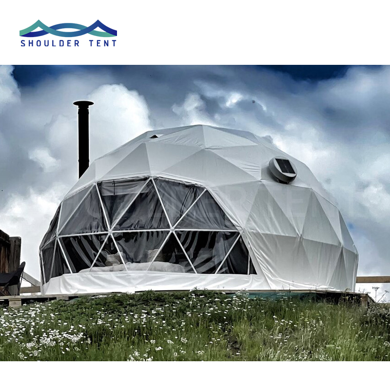 Wholesale Outdoor Glampign Dome House Camping Tent with Stove Solar Fan