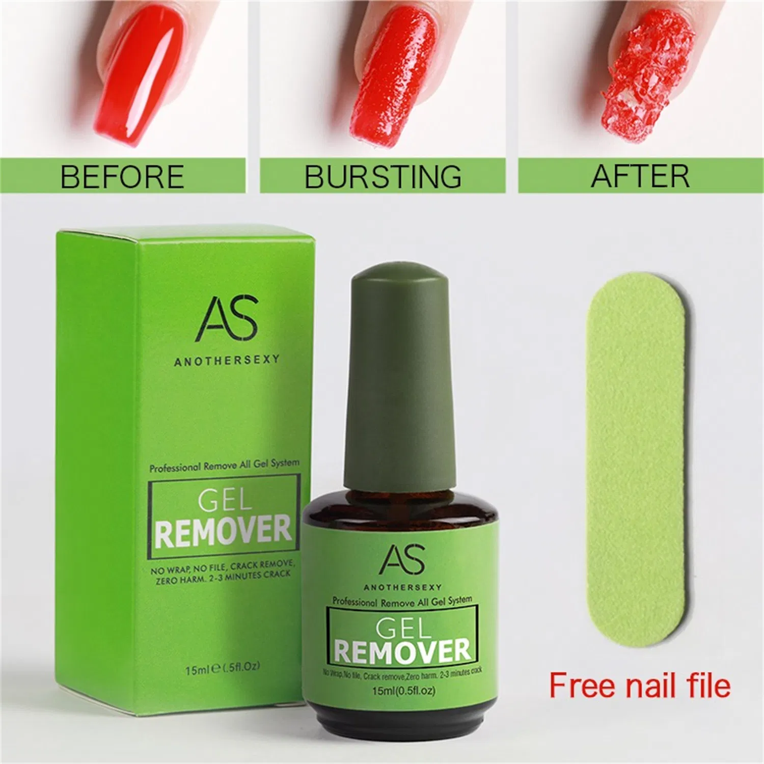 AS Gel Nail Polish Remover 15ml Professional Removes Soak off Gel Nail Polish Burst Magic Gel Polish Fast Remover