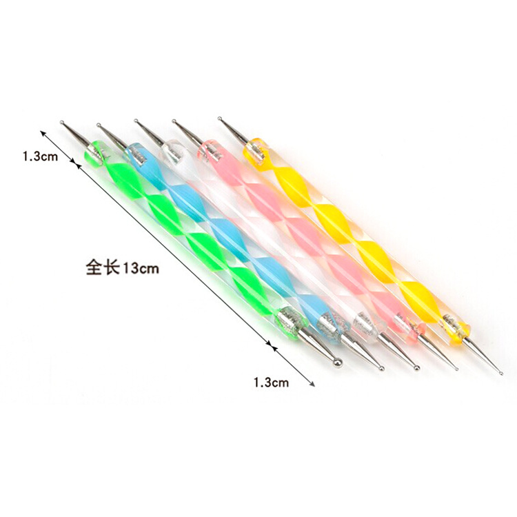 Colorful Paint Nail Brush Spiral Nail Point Drill Indentation Pen