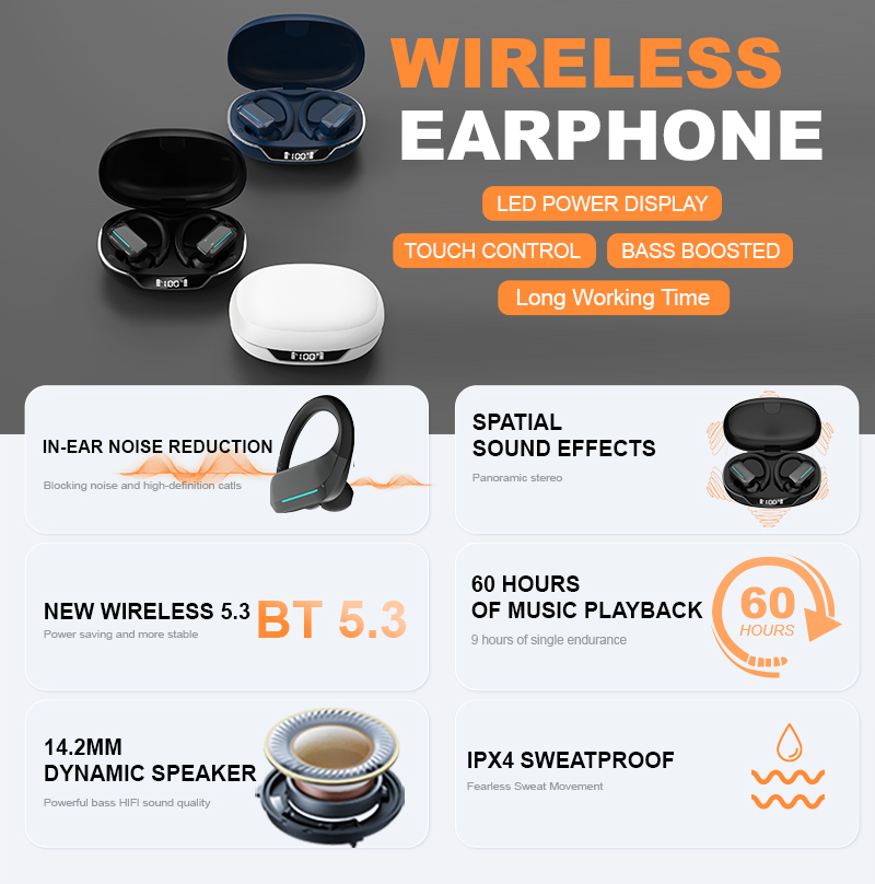 Premium Wireless Running Earphone with Smart Digital Screen