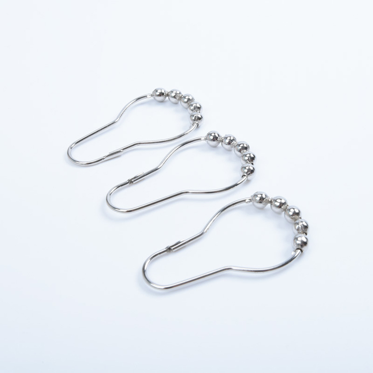 Sanipro Premium Rust Resistant Metal Gourd Buckle Shower Curtain Hook, Bathroom 5 Beads Roller Shower Curtain Rings