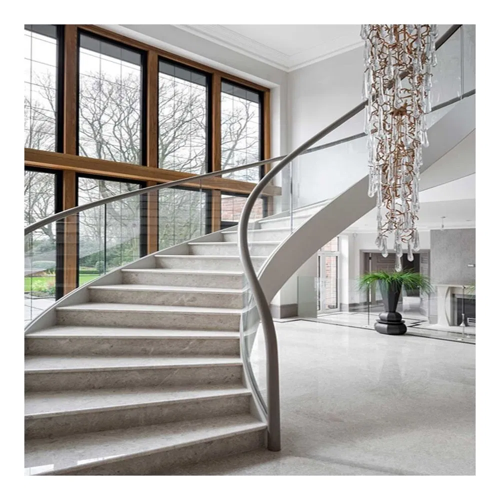 Strong Curved Wood Stairs Curved Staircase LED Staircase Design