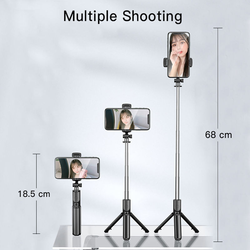 70cm Remote Control with Beauty LED Light Extend Mobile Phone Tripod Selfie Stick Bt Multifunctional Live Portable Desktop