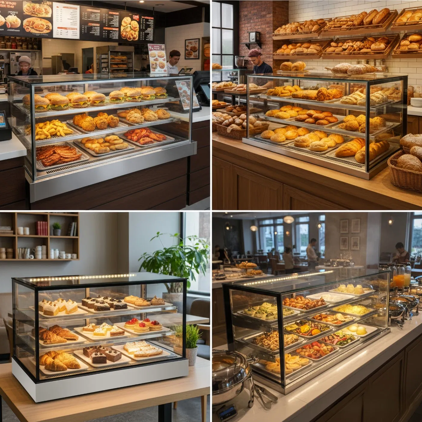 Stainless Steel Heated Food Display Cabinet Commercial Model for Fast Food Shop