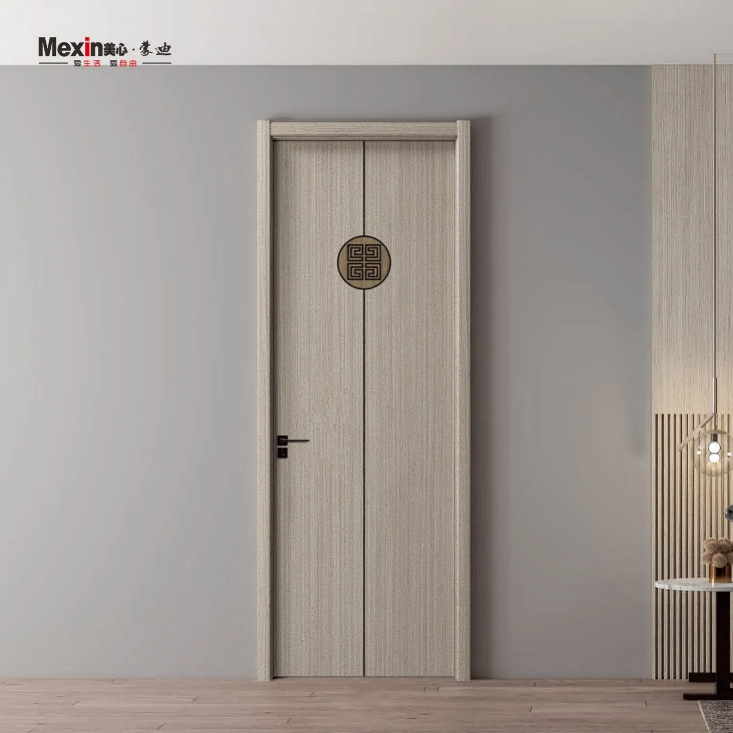 Mexin Modern Black Teak Interior PVC WPC Security Wood Wooden Door Price Premium Durable Single Entrance Door with Customised Dimensions Villa House Door
