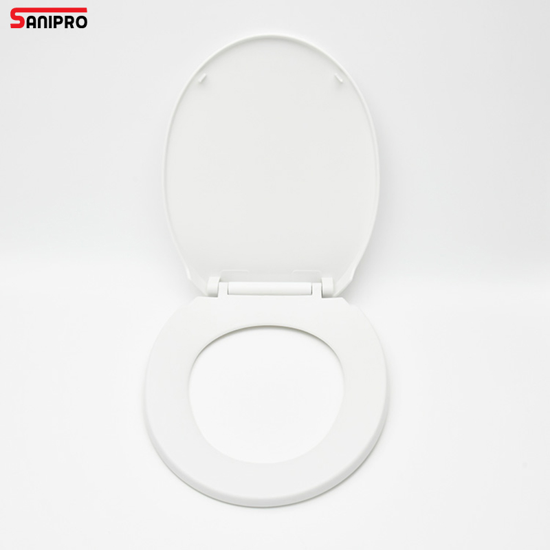 Sanipro Easy to Install Slow-Close Toilet Lid Modern White Plastic Round Toilet Seats Cover