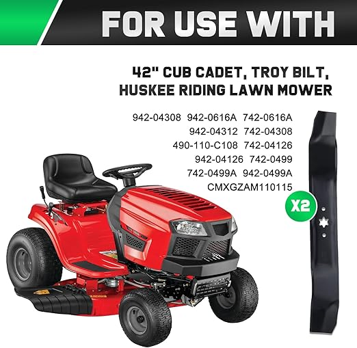 42 Inch Mulching Blades for Cub Cadet Mtd Troy Bilt Bronco 42" Deck Replace 942-0616A 742-0616A 742-0616 942-0616 742-04126 6 Point Star