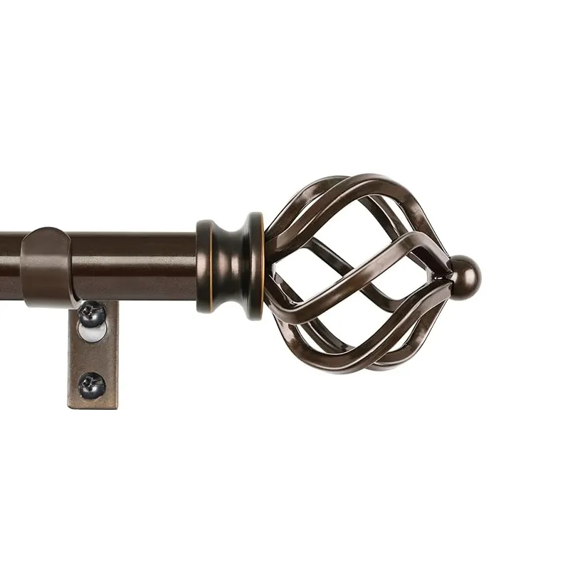 Hot Sale Golden Metal Telescoping Curtain Rod for Window Simple Design with Curved Finials Home Decoration Accessory