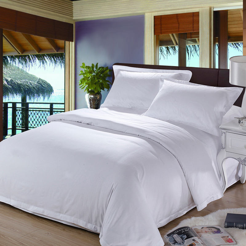 Hotel Bleached White 100% Cotton Mattress Protector Elastic Fitted Bed Sheet Sets