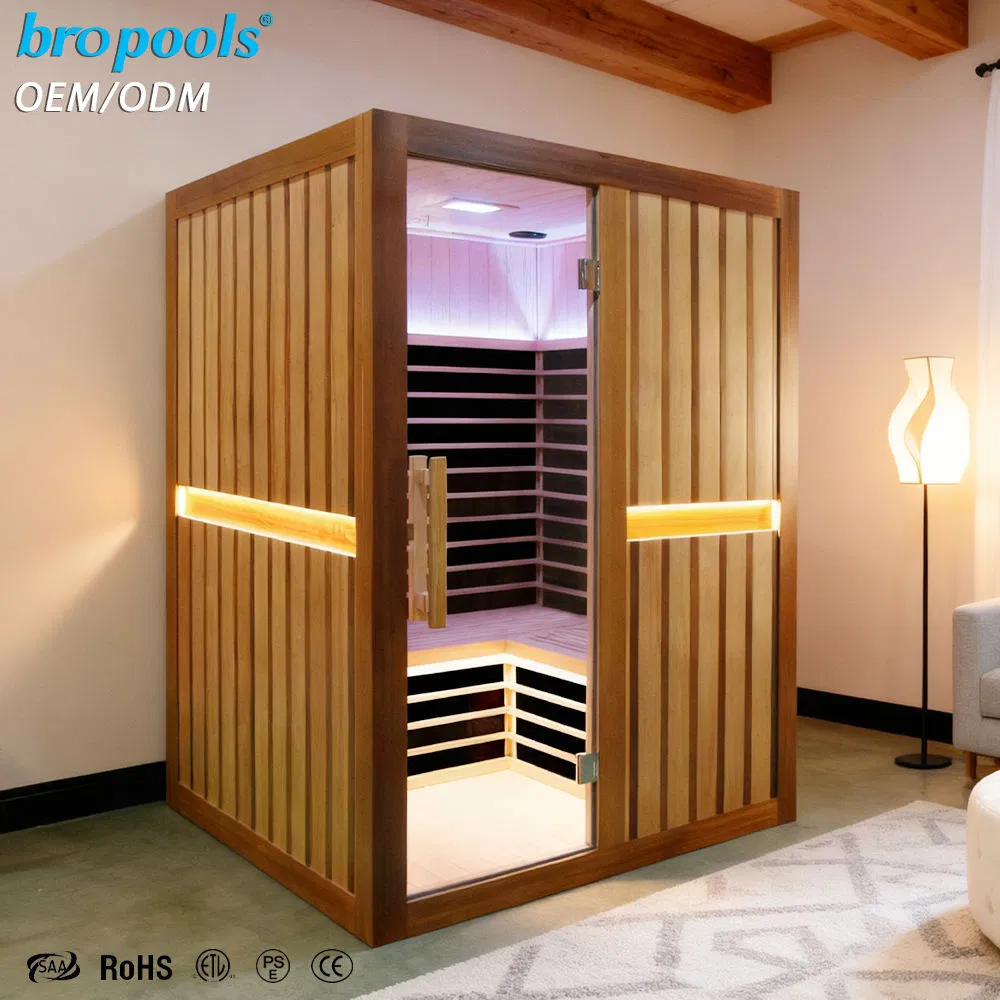 Bropool Solid Wood Modern Hemlock Sauna Room 3 Person Far Infrared Heating Eco Friendly Smart Control SPA