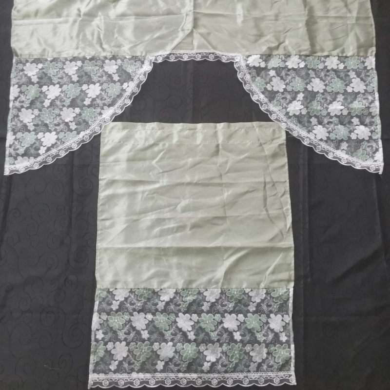 Embroidery Digital Printing Kitchen Curtain Panels and Valance Set for Living Room Bedroom Kitchen Curtain