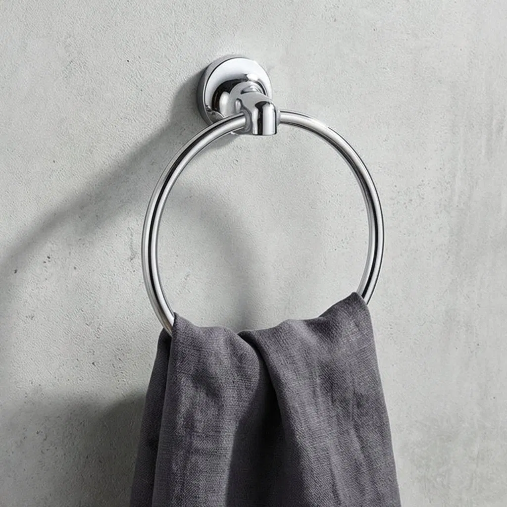 Кольцо для полотенца черное, саморезное, для ванной
