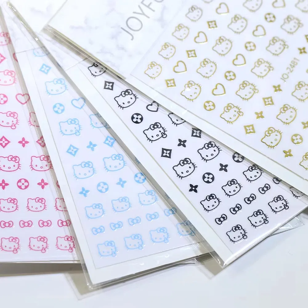 Cute Cartoon Kitty 3/5D Nail Art Supplies Decals Cat Head Manicure Foil Nails Stickers Decoration Product