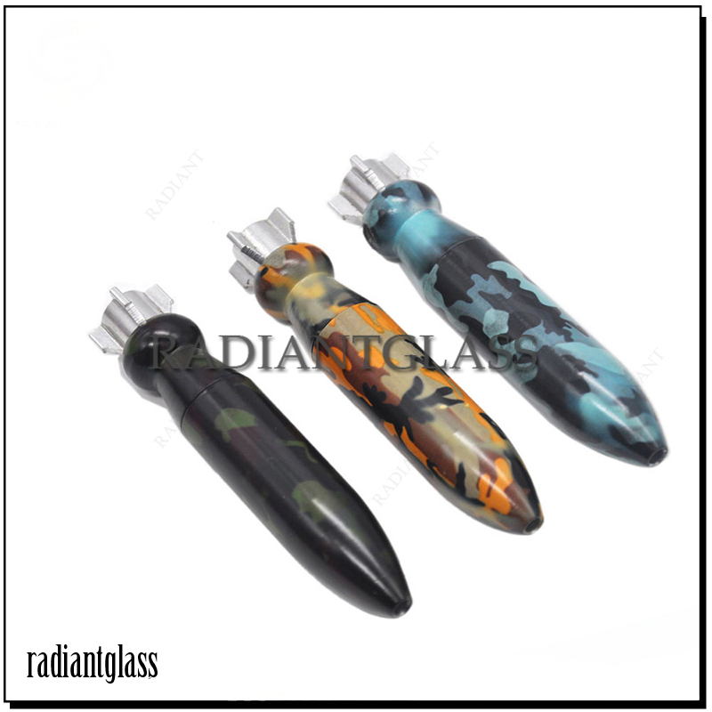 Camouflage Cannonball Model Fashion Printed Smoking Pipe Portable Metal Holder Cigarette Hookah Accessories