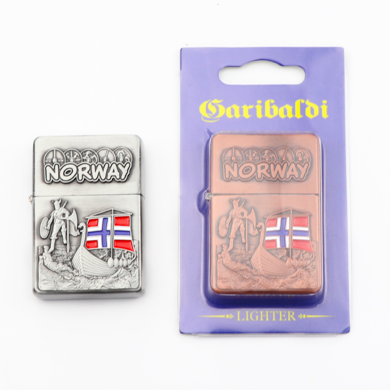 Wholesale Custom Norway Souvenirs Metal Lighter Cigar Cigarette Smoking Kerosene Oil Lighter