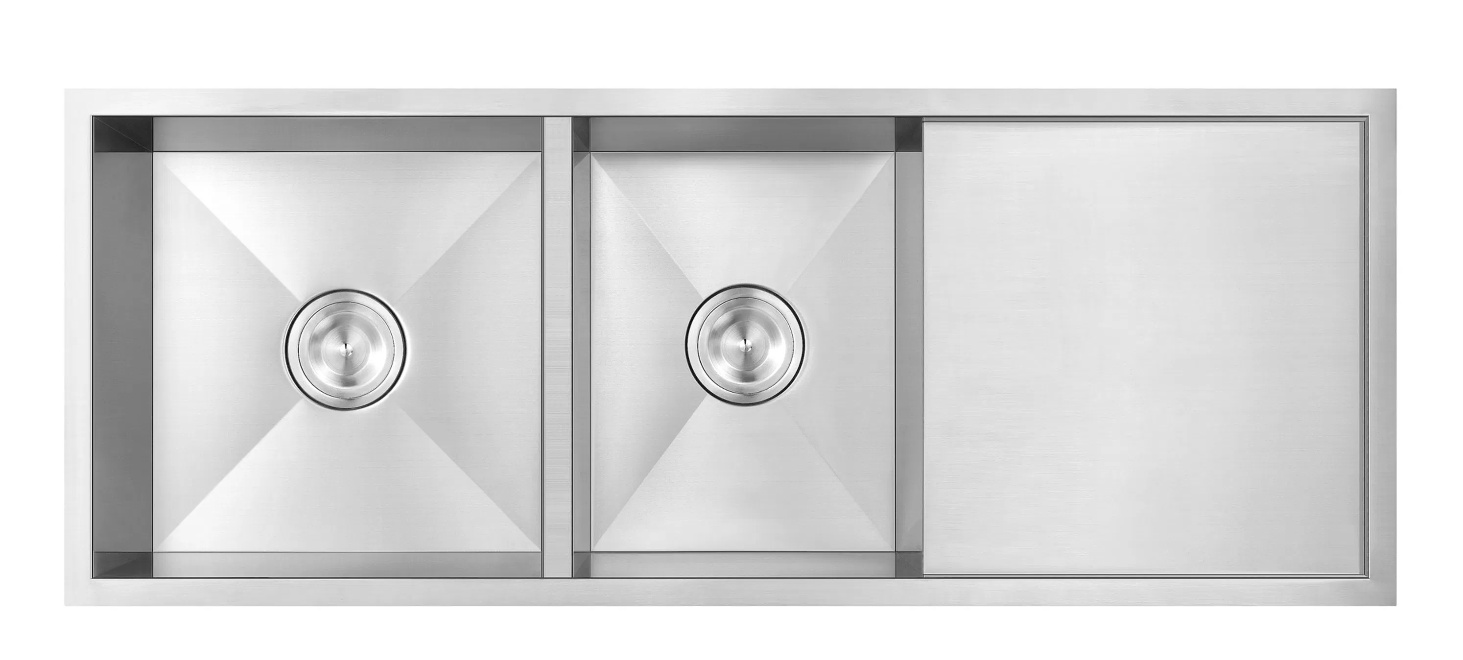 Kitchen Sink Double Bowls with Drain Board SS304 Handmade Stainless Steel Sinks Modern Kitchen Sinks