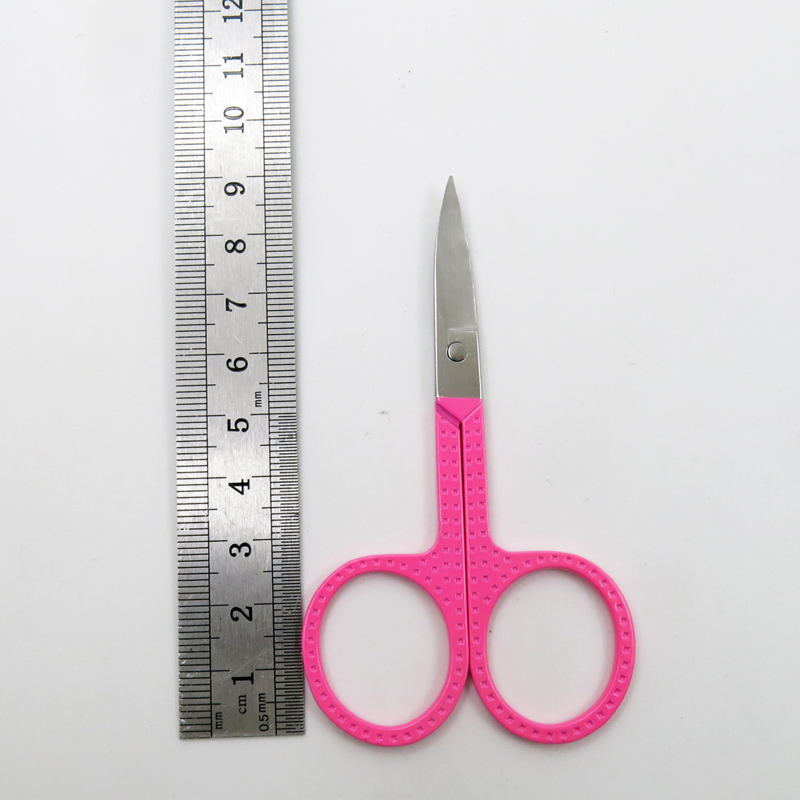 Colorful Handle with Stainless Steel Eyebrow Hair Trimming Curved Sharp Beauty Scissors