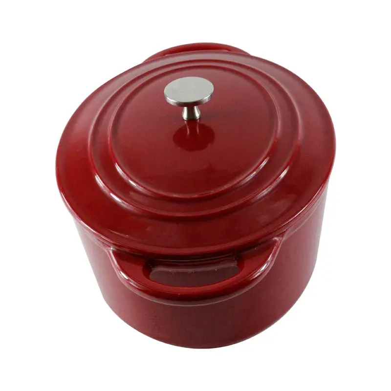 Чугунная жаровня-кастрюля 5.5 л с крышкой, красная