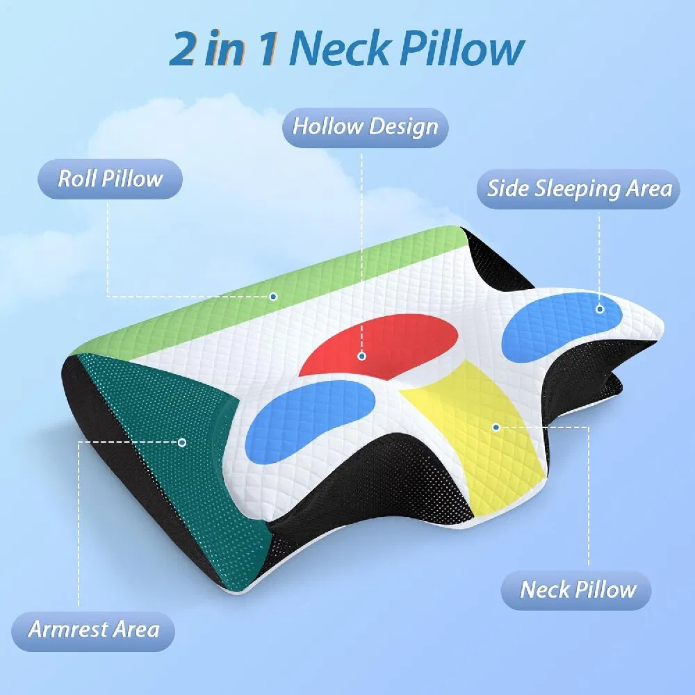 Wholesale Memory Foam Cervical Neck Pillow for Side Back Sleeper Factory Supply Polyester Neck Support Soft Sleep Pillow