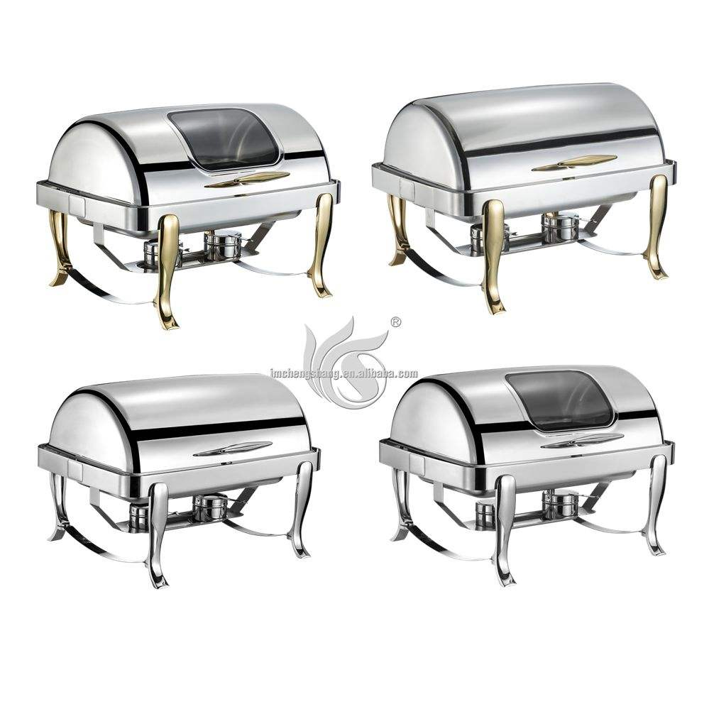 Banquet Party Double Heater Food Warmer Stainless Steel Stable Feets Oblong Chafing Dish Buffet
