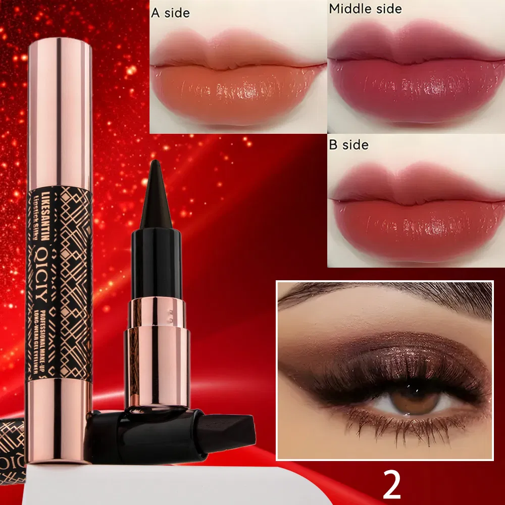 Cosmetic 6g 3 Color Lipstick + Eyeliner Makeup Set