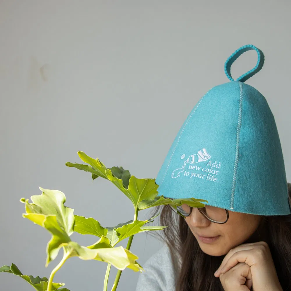 Wholesale Wool Color Custom Embroidery Thick Felt Sauna Hat