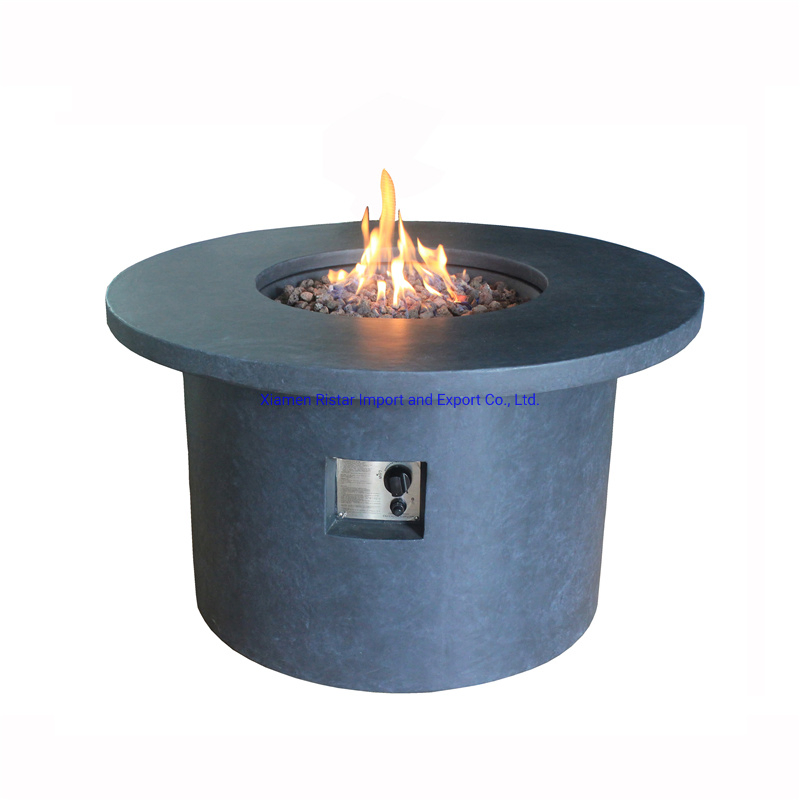 Support Customization New Designed Outdoor Rectangle Luxury Gas Fire Pit Table with Natural Stone Table Top